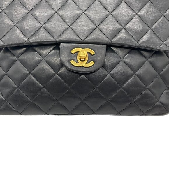 Chanel Vintage 1980's Black Leather Classic Square Double Flap Bag - Picture 9 of 11